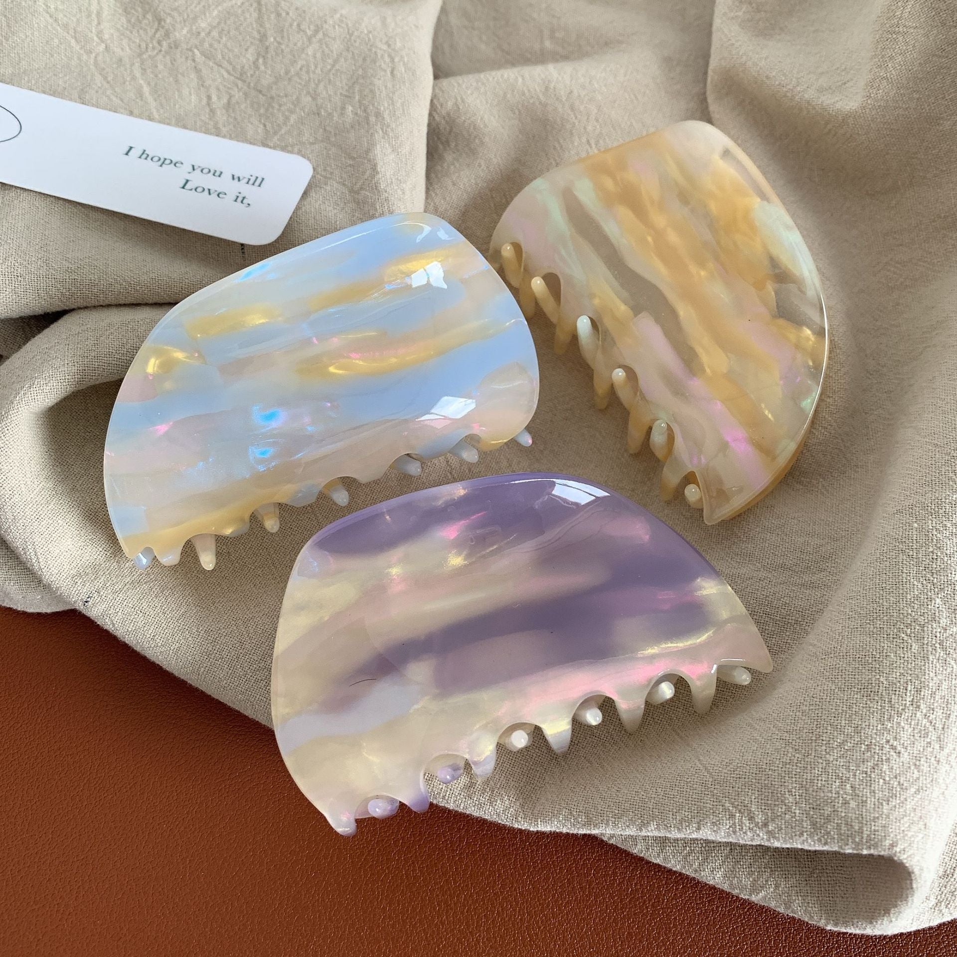 Wholesale Blue Porcelain Orange Day Acetate Hair Clips